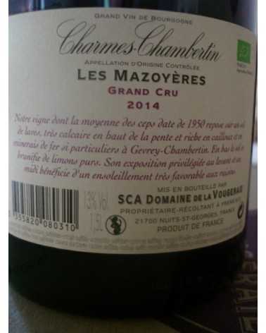CHARMES CHAMBERTIN Les Mazoyeres Magnum LA VOUGERAIE 2014