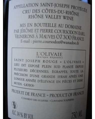 SAINT JOSEPH rouge L'Olivaie Coursodon 2015