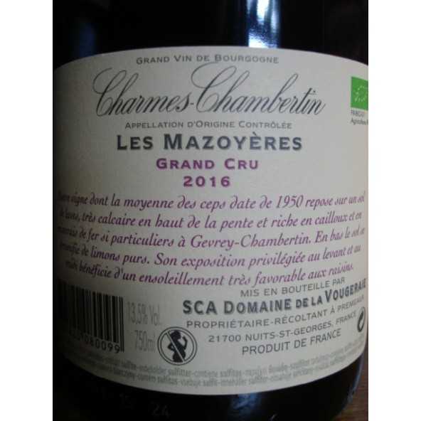 CHARMES CHAMBERTIN Les Mazoyeres LA VOUGERAIE 2016